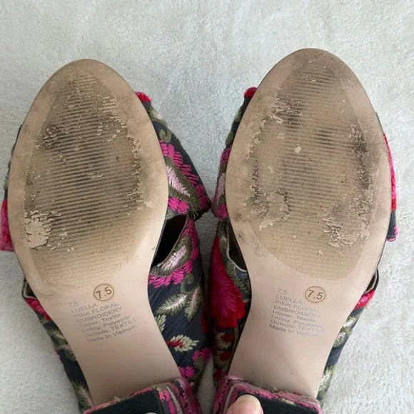 Sole Society Women's Embroidered Floral Open Toe Heels Shoes 7.5 Chunky Heel - Picture 16 of 16